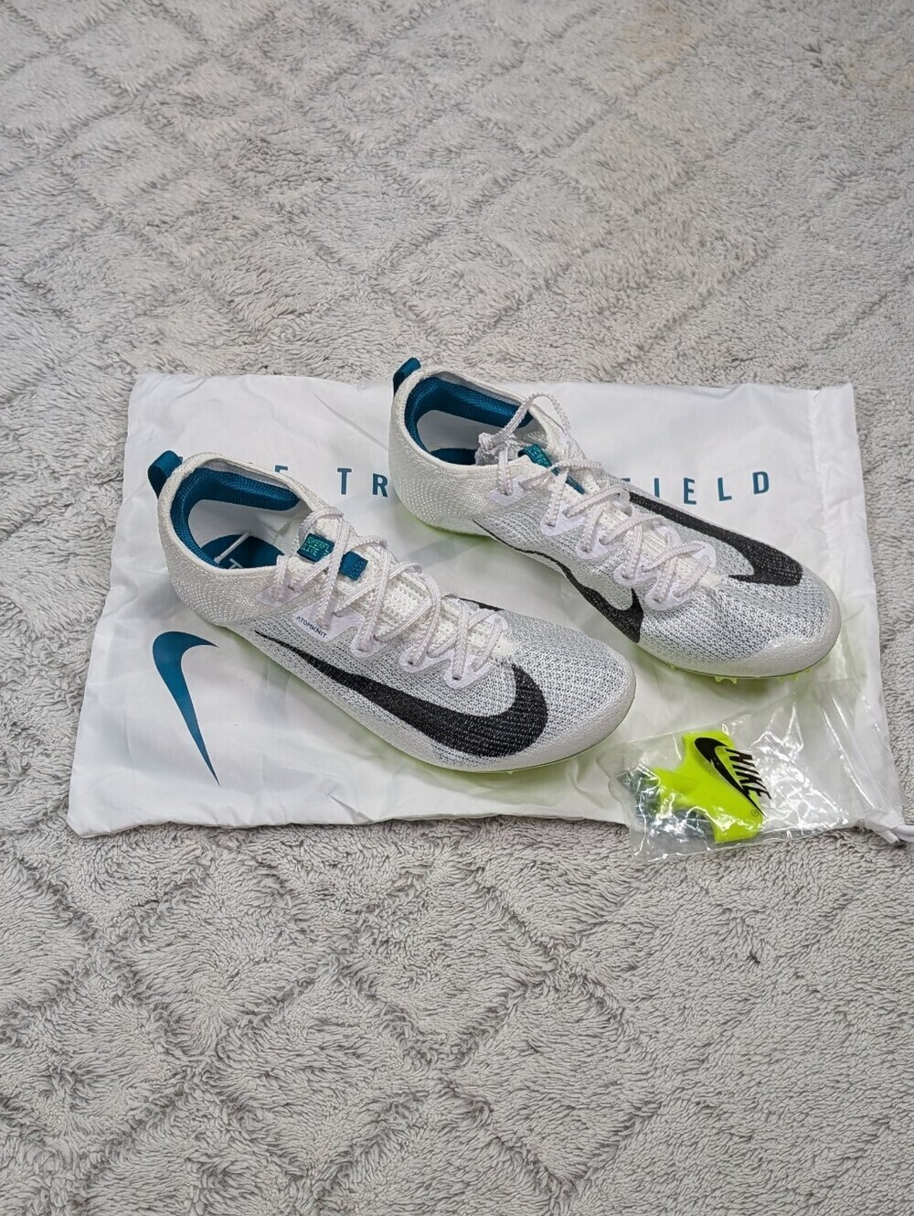 Nike Zoom Superfly Elite 2 White Bright Spruce Sprint Spikes Mens 9.5 FZ9662-100